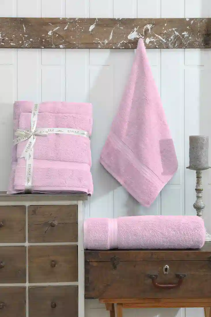 2'li Banyo ve Abdest Havlu Seti Pembe