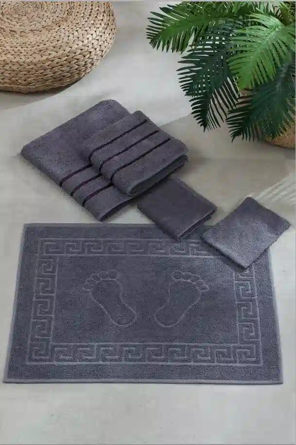 5'li Banyo Havlu Hamam Seti Gri