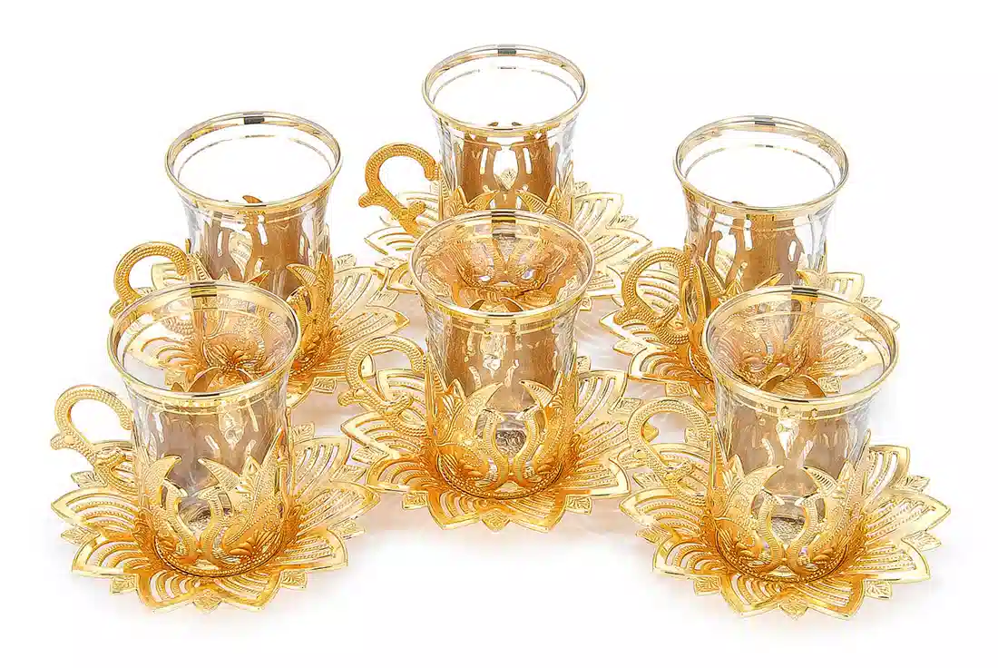 Ahsen 6 lı Çay Bardağı Seti Gold