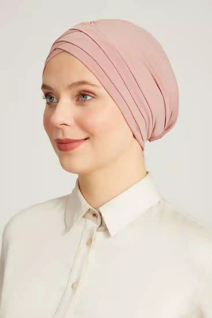 Çapraz 3 Bantlı Çift Taraflı Tesettür Bone Pembe