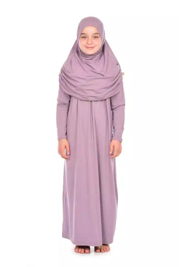 Pratik Çocuk Namaz Elbisesi 8-12 Yaş Gül Kurusu