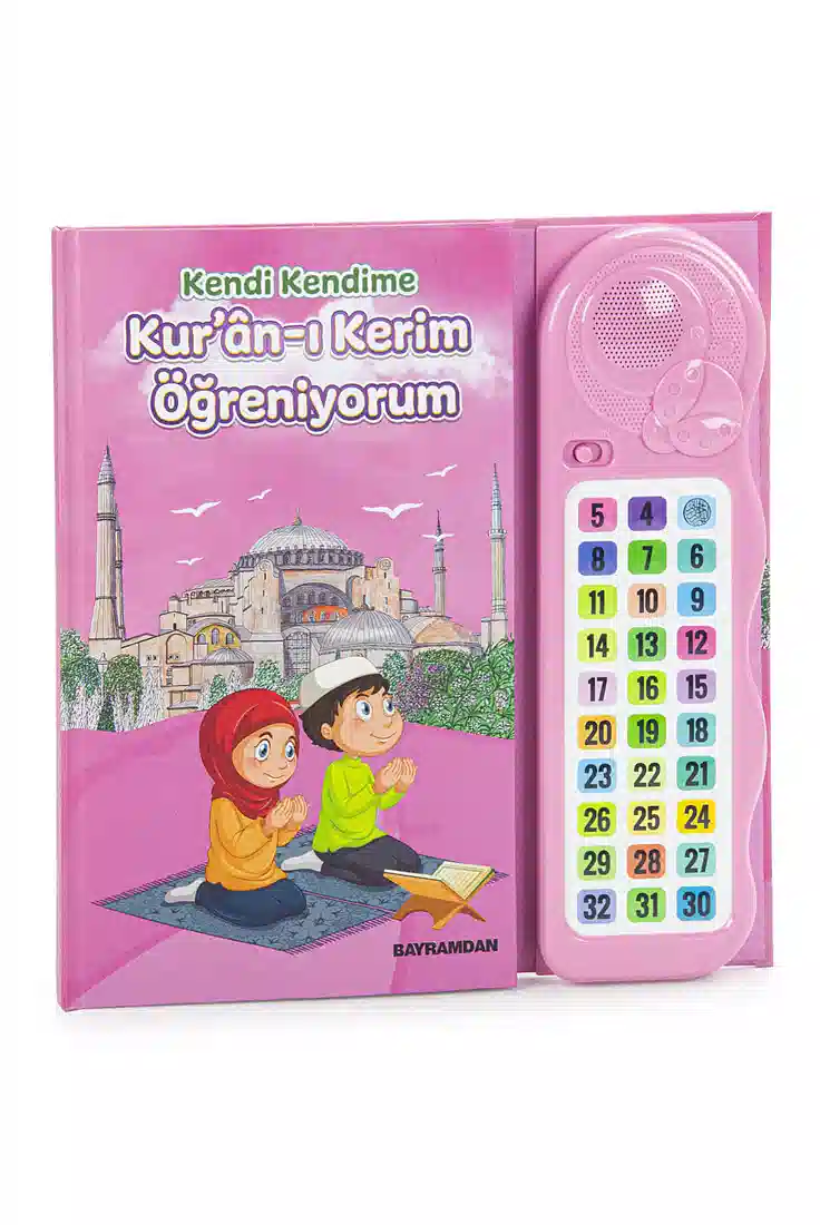 Sesli Elif Ba Kuranı Kerim Öğreten Cihaz Seti Kitaplı Pembe